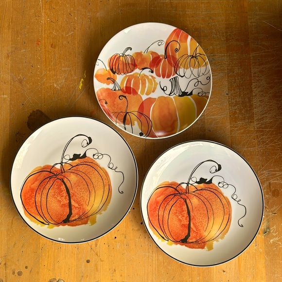 Prima pumpkin/fall graphic set of 3 appetizer/display plates - Picture 1 of 4